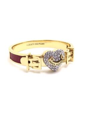 Juicy Couture Gold & Burgundy Heart Crystal Bangle, new with tag